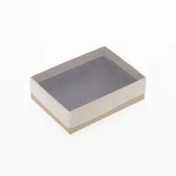 6 Choc Board Box & Clear Lid; Natural Kraft Paper
